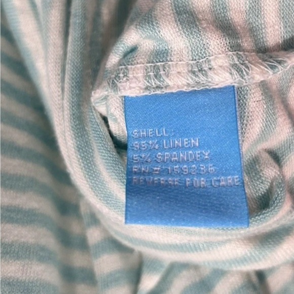 J. McLaughlin Brynn Linen Knit Top Blue Striped Button Shirt Size M 3/4 Sleeve - Picture 4 of 4